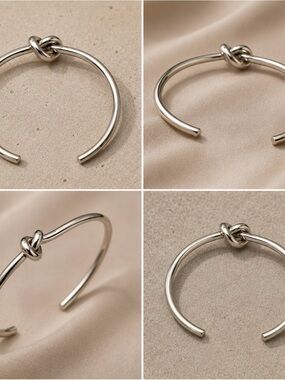 Fashion Jewelry Silver Knot Open Cuff Bracelet